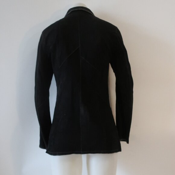 Womens Gitmo's Black Snap Button Suede Shacket Shirt Jacket 42 US/S - Picture 10 of 16